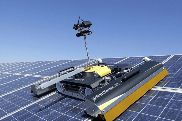 Robotic solar panel cleaning